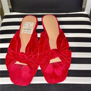 Red Velvet flate Haston Heritage Sandal